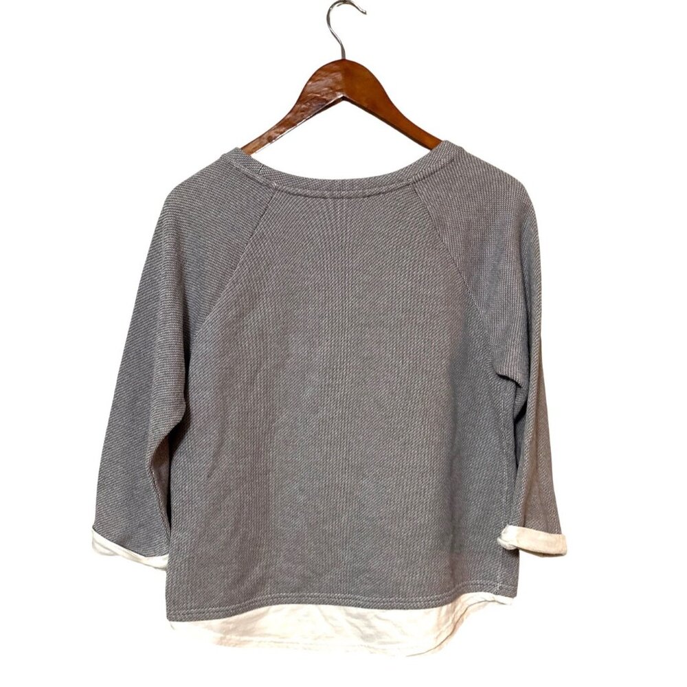 Sonoma Lifestyle Womens Gray & White Striped Knit Top Medium Lounge - Picture 3 of 6